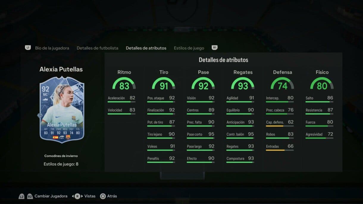 Stats in game Putellas Winter Wildcards EA Sports FC 24 Ultimate Team