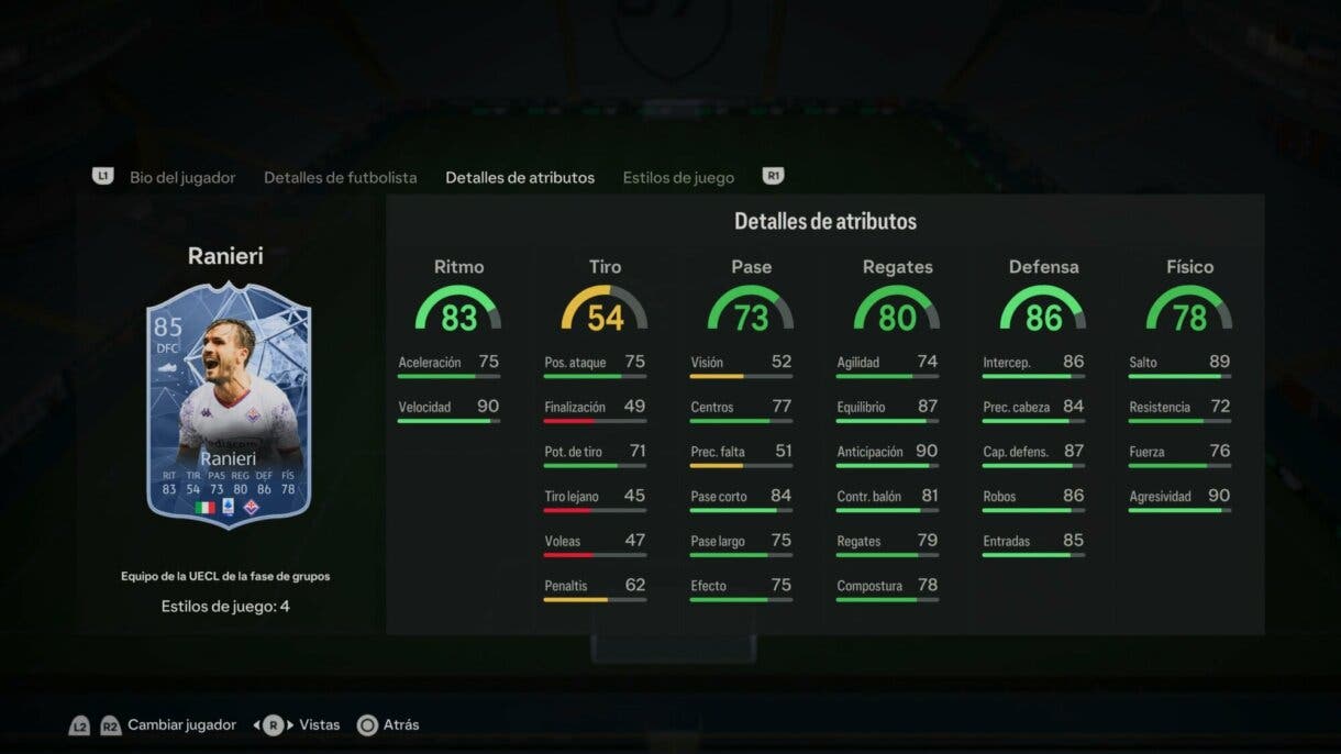 Stats in game Ranieri TOTGS EA Sports FC 24 Ultimate Team