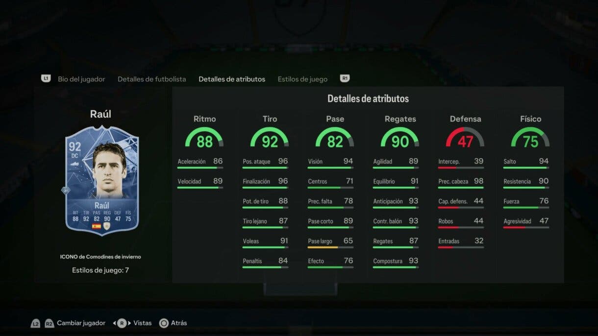 Stats in game Raúl Icono Winter Wildcards EA Sports FC 24 Ultimate Team