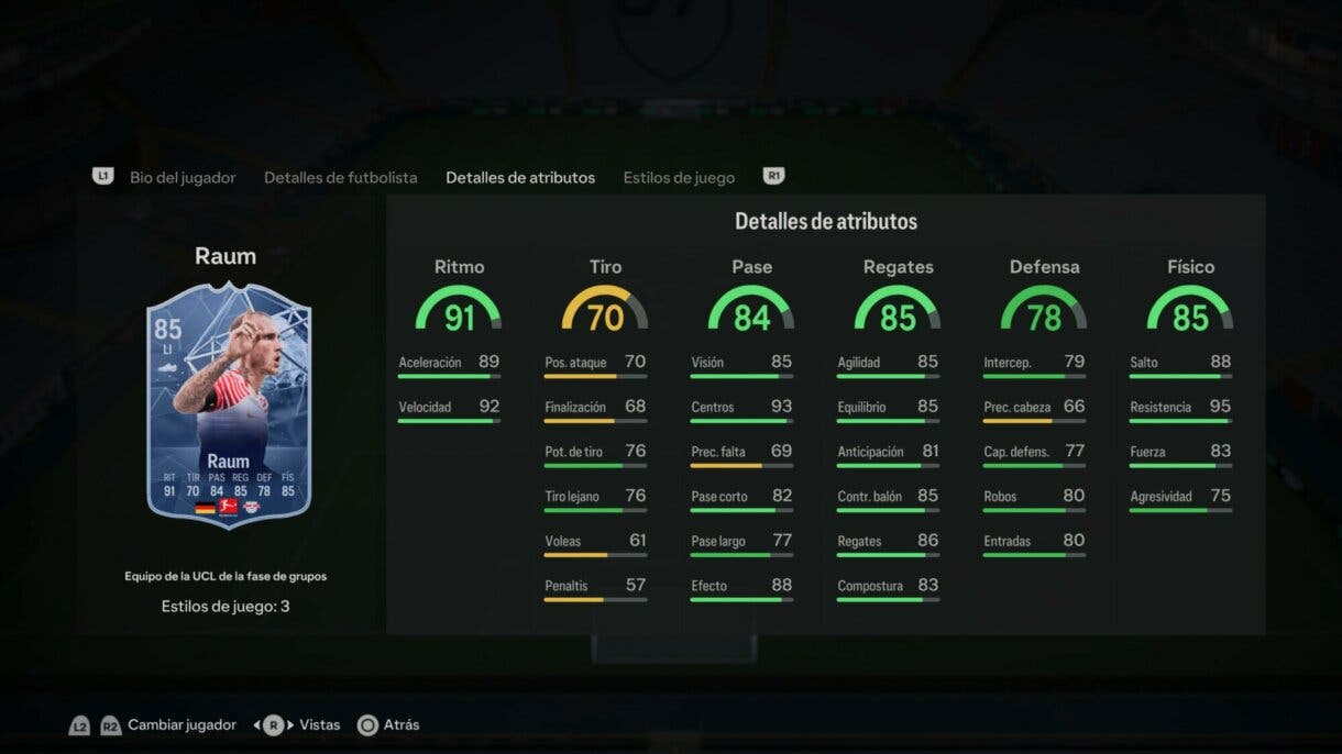 Stats in game Raum TOTGS EA Sports FC 24 Ultimate Team