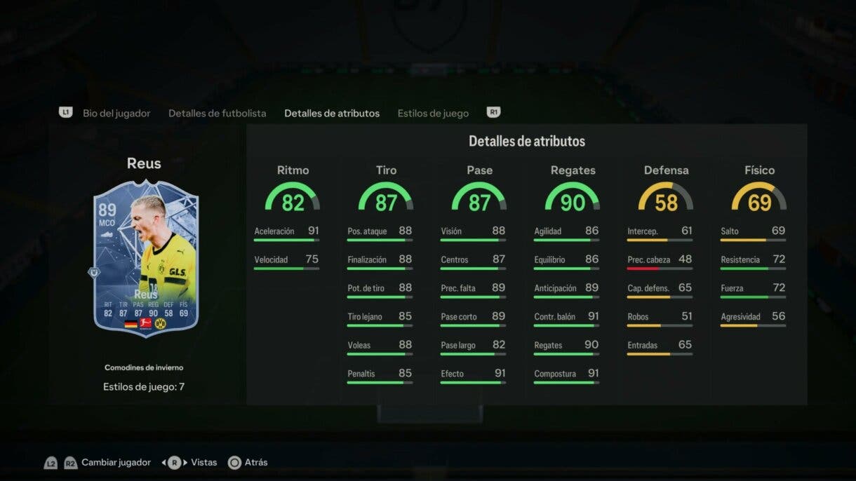 Stats in game Reus Winter Wildcards EA Sports FC 24 Ultimate Team