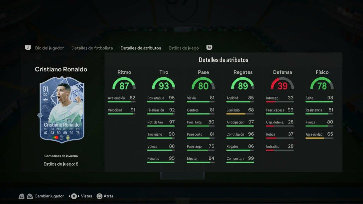 Stats in game Ronaldo Winter Wildcards EA Sports FC 24 Ultimate Team