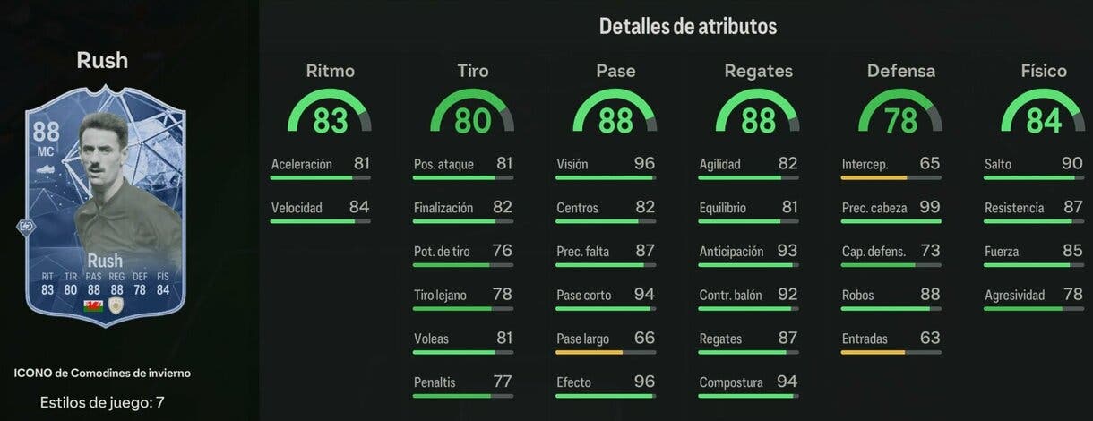 Stats in game Rush Icono Winter Wildcards EA Sports FC 24 Ultimate Team