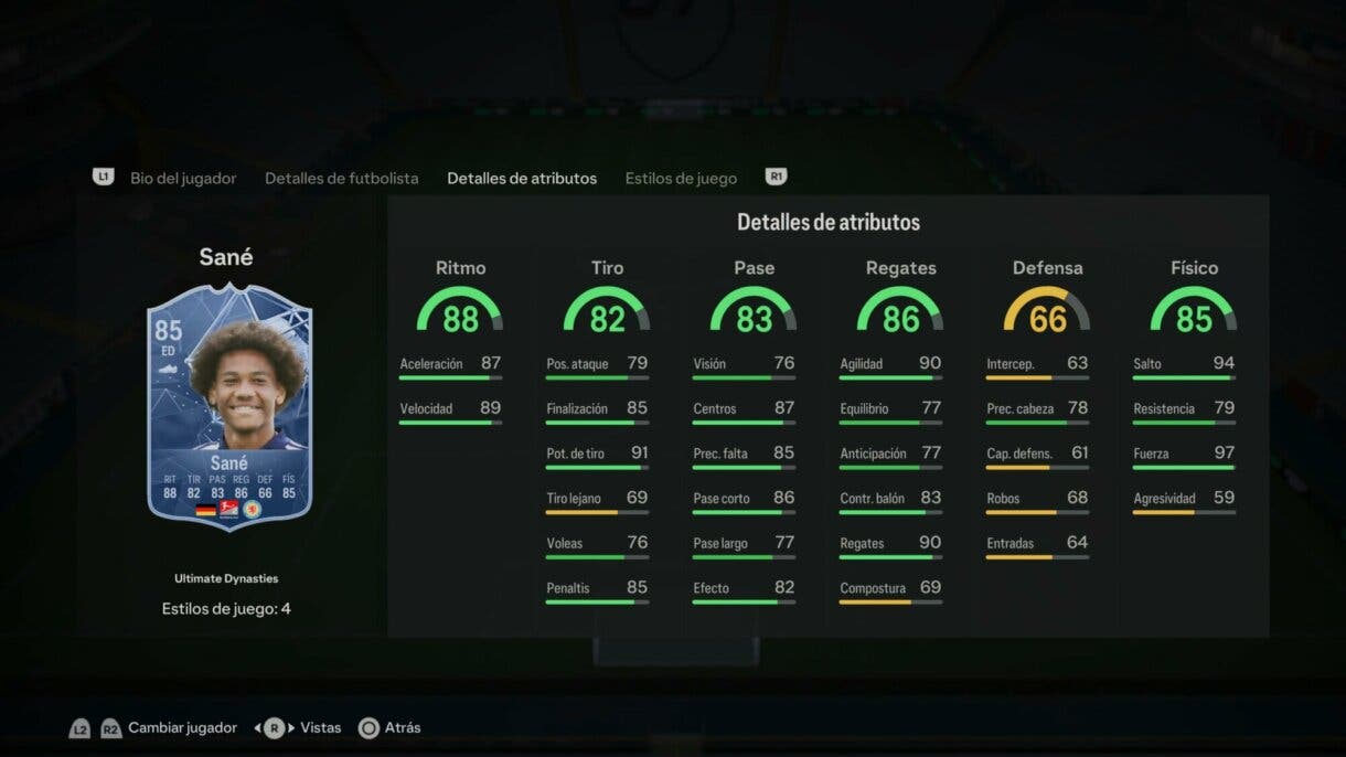 Stats in game Sidi Sané Ultimate Dynasties EA Sports FC 24 Ultimate Team