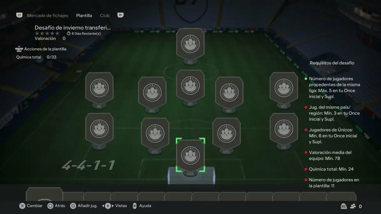 Desafío de invierno transferible diario por dentro (mostrando sus requisitos) EA Sports FC 24 Ultimate Team