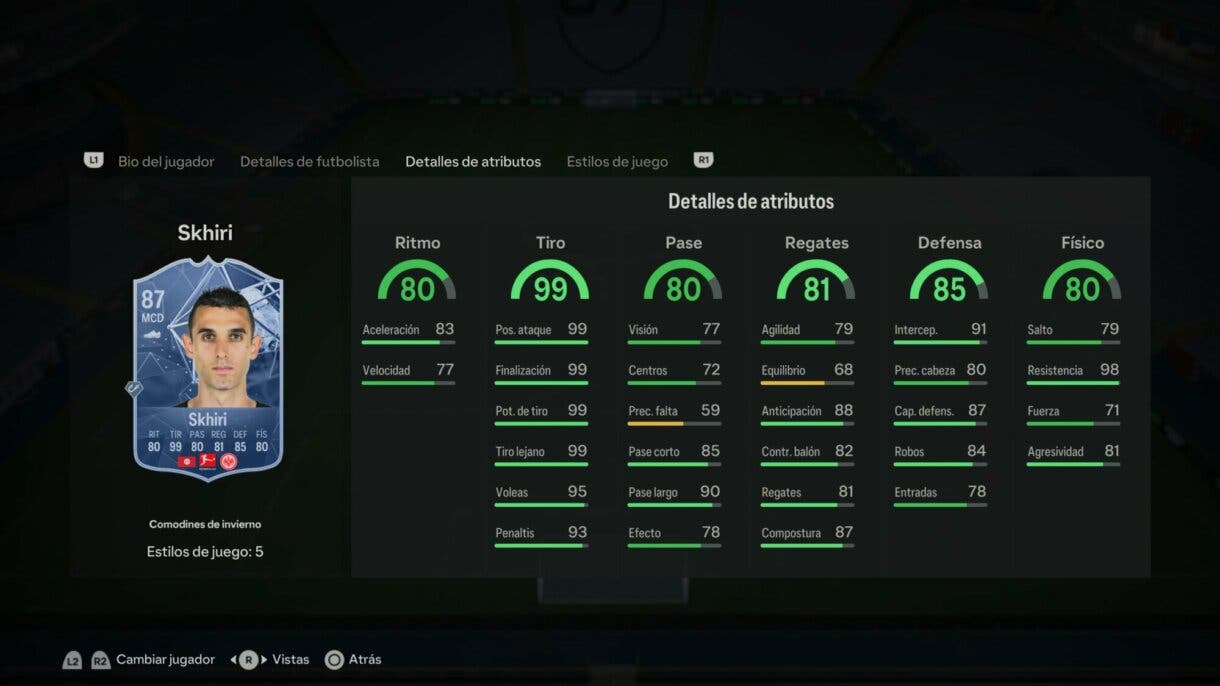 Stats in game Skhiri Winter Wildcards EA Sports FC 24 Ultimate Team
