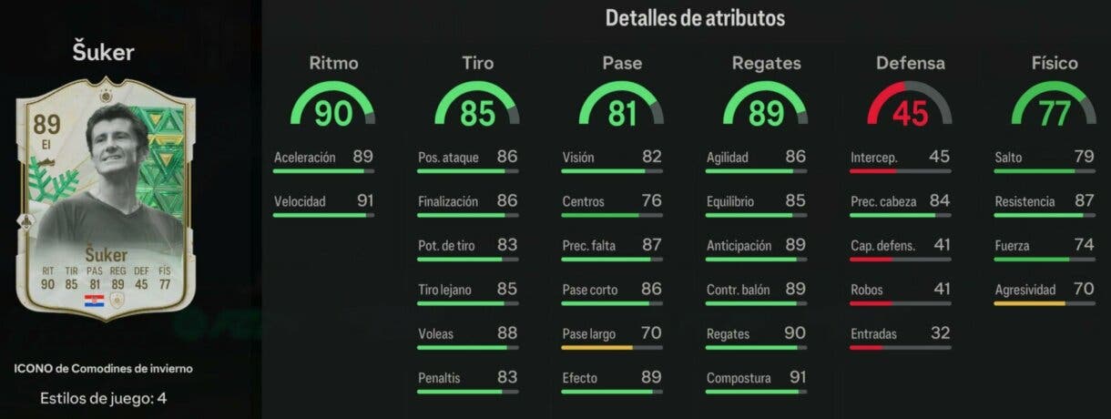Stats in game Suker Winter Wildcards EA Sports FC 24 Ultimate Team