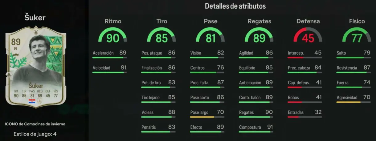 Stats in game Suker Winter Wildcards EA Sports FC 24 Ultimate Team