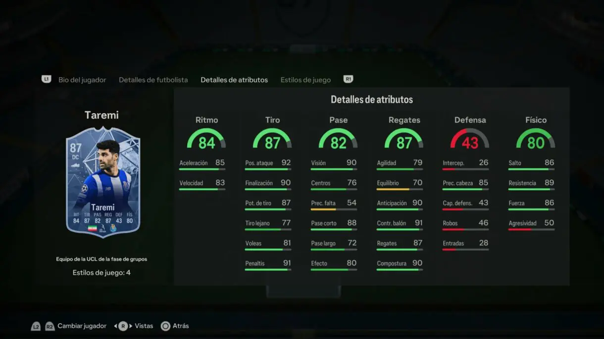 Stats in game Taremi TOTGS EA Sports FC 24 Ultimate Team