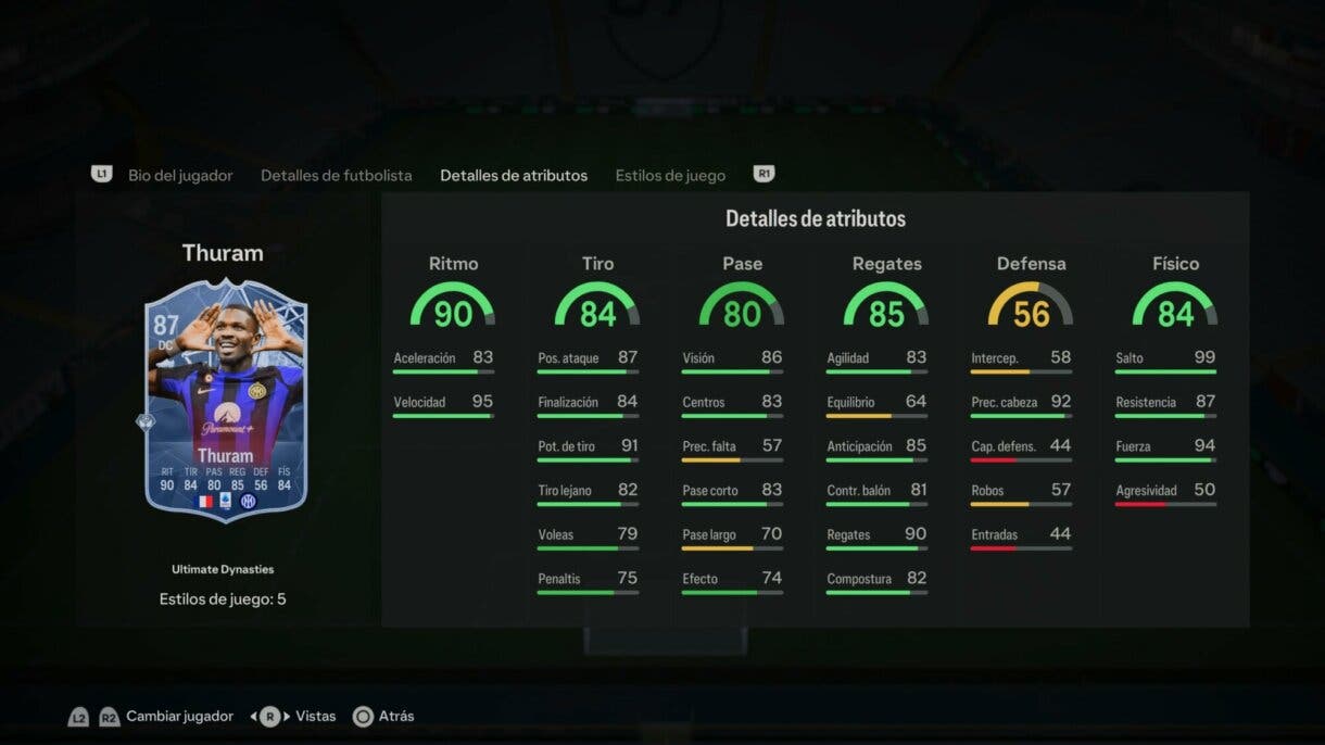 Stats in game Marcus Thuram Ultimate Dynasties EA Sports FC 24 Ultimate Team