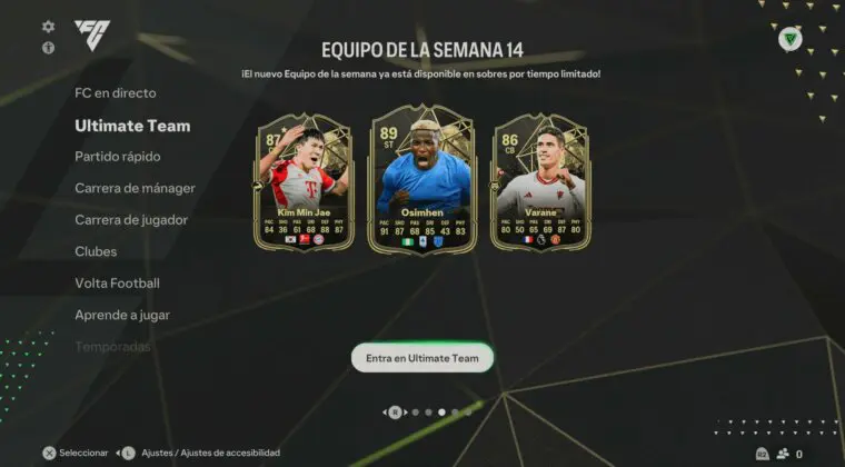 Imagen de TOTW 14 de EA Sports FC 24 con Varane mejorable y Saint-Maximin de estrellas perfectas