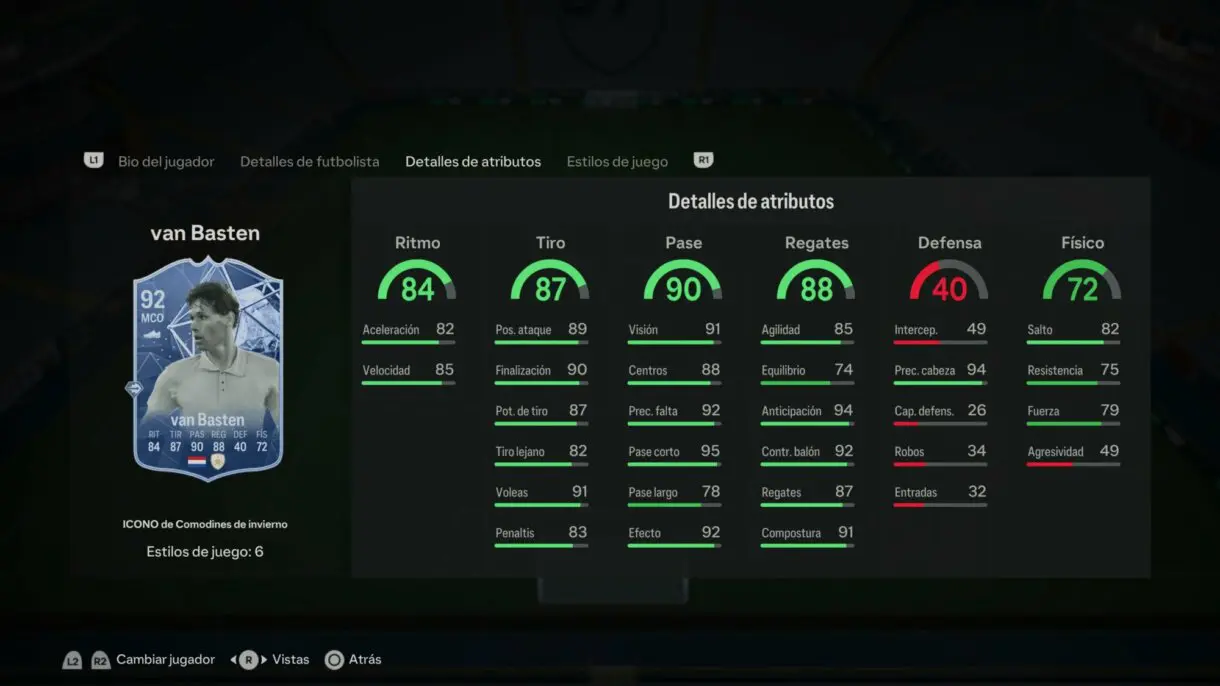 Stats in game van Basten Icono Winter Wildcards EA Sports FC 24 Ultimate Team