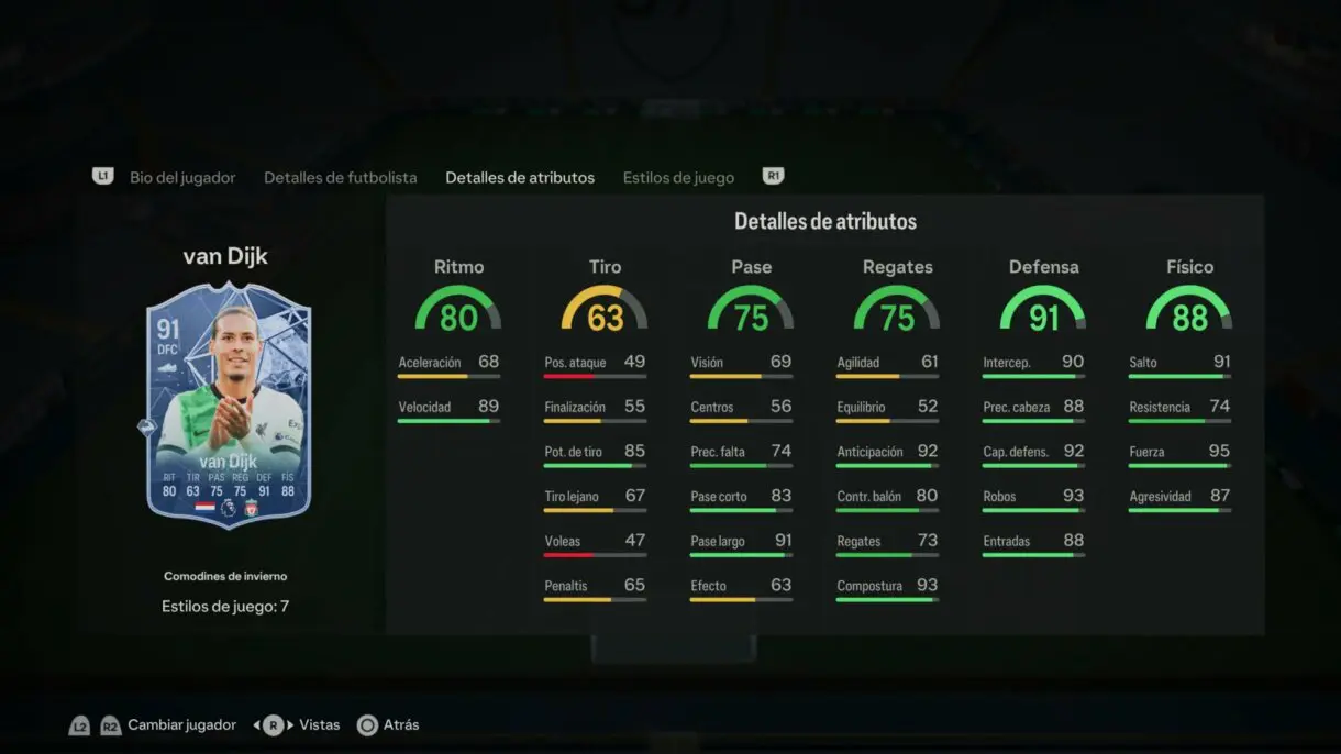 Stats in game van Dijk Winter Wildcards EA Sports FC 24 Ultimate Team