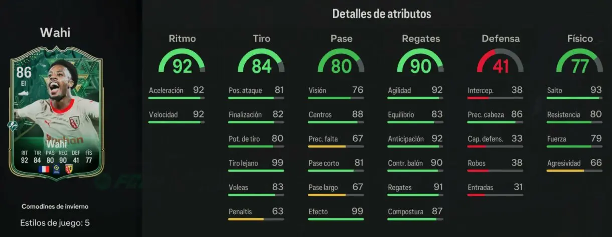 Stats in game Wahi Winter Wildcards EA Sports FC 24 Ultimate Team