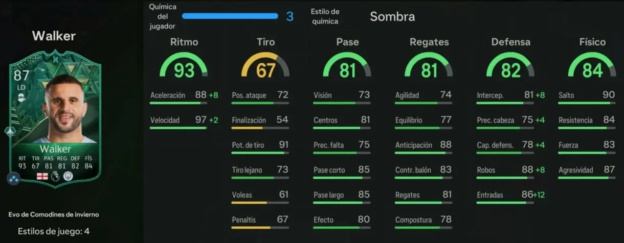 Stats in game Walker Evo de Comodines de invierno EA Sports FC 24 Ultimate Team