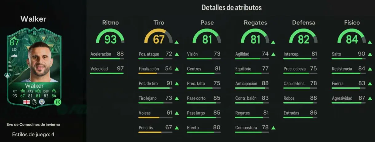Stats in game Walker Evo de Comodines de invierno EA Sports FC 24 Ultimate Team