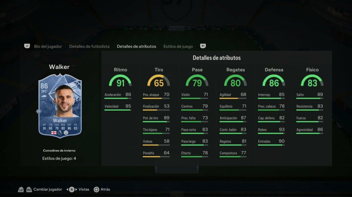 Stats in game Walker Winter Wildcards EA Sports FC 24 Ultimate Team