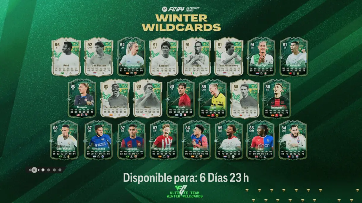 Pantalla de carga con todas las cartas transferibles actuale de Winter WIldcards EA Sports FC 24 Ultimate Team