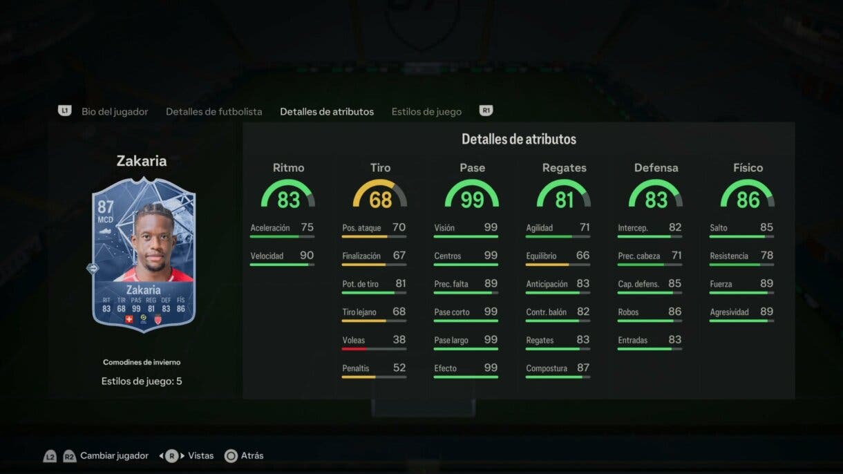 Stats in game Zakaria Winter Wildcards EA Sports FC 24 Ultimate Team
