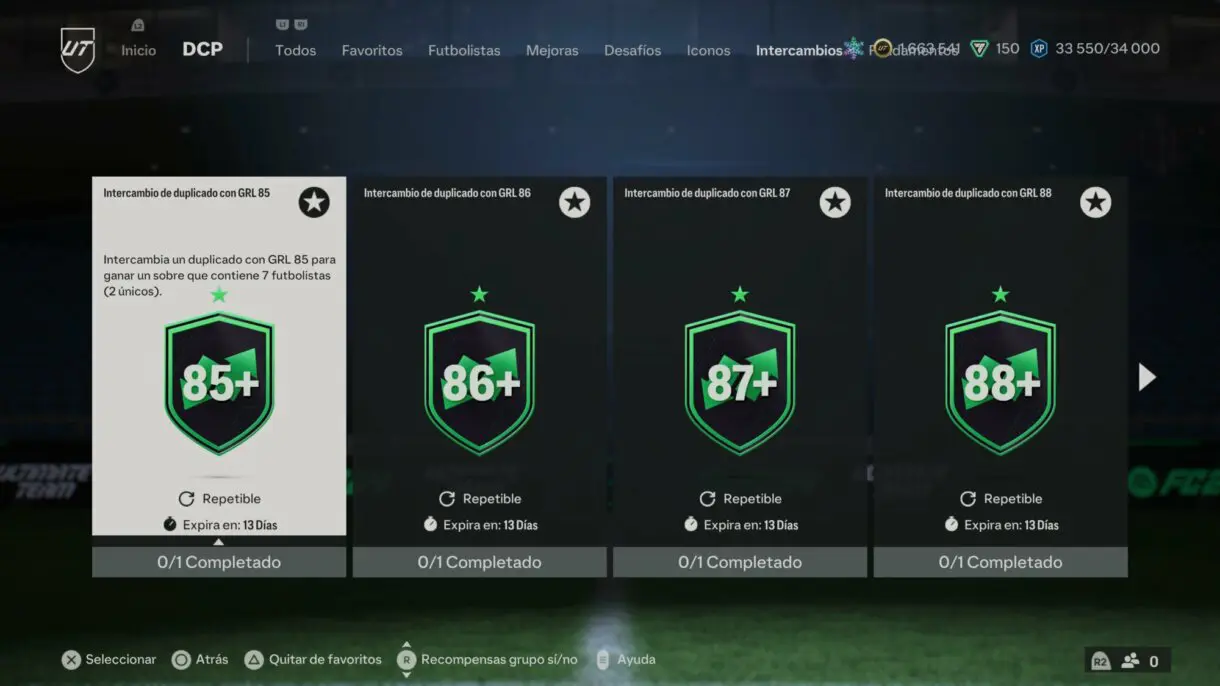 Apartado de Intercambios en el menú de SBCs de EA Sports FC 24 Ultimate Team