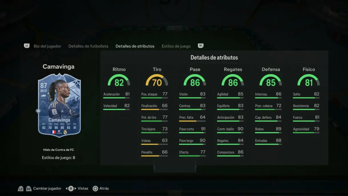 Stats in game Camavinga Hielo de Contra de FC EA Sports FC 24 Ultimate Team