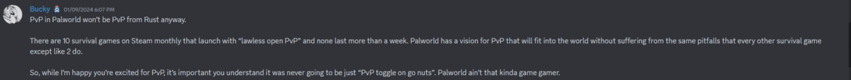 Palworld no cometerá los mismos errores en el PvP que Rust