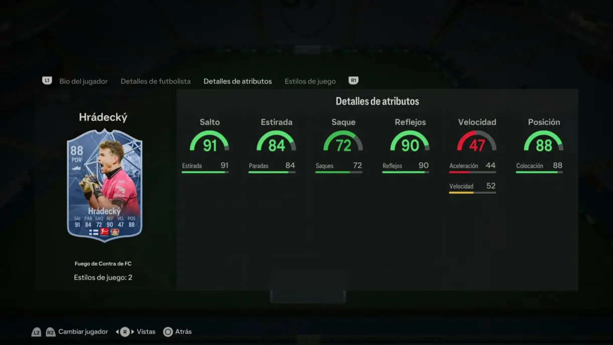 Stats in game Hrádecký Fuego de Contra de FC EA Sports FC 24 Ultimate Team