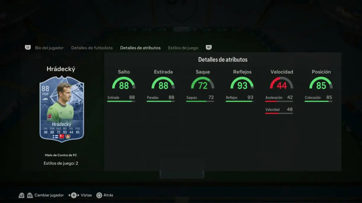Stats in game Hrádecký Hielo de Contra de FC EA Sports FC 24 Ultimate Team