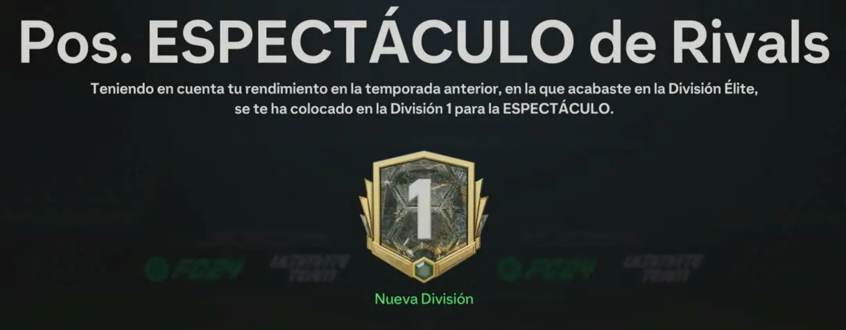 Mensaje del cambio de División por el cambio de temporada a Espectáculo EA Sports FC 24 Ultimate Team