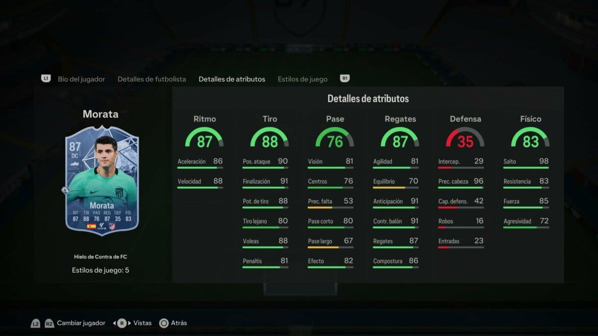 Stats in game Morata Hielo de Contra de FC EA Sports FC 24 Ultimate Team