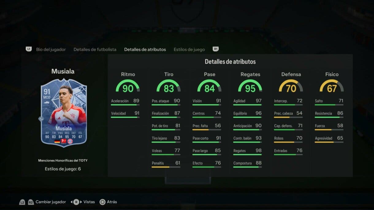 Stats in game Musiala Menciones Honoríficas EA Sports FC 24 Ultimate Team