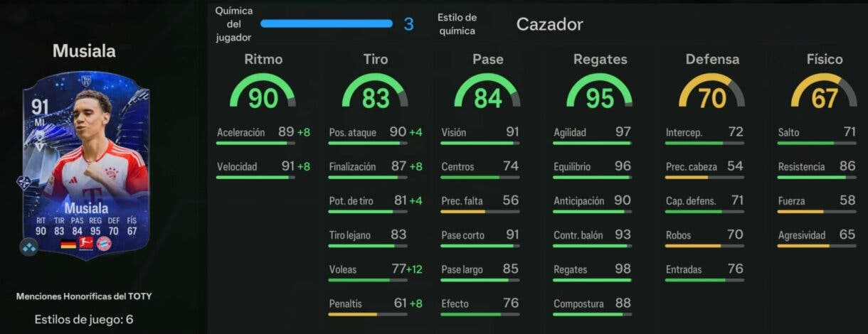 Stats in game Musiala Menciones Honoríficas EA Sports FC 24 Ultimate Team
