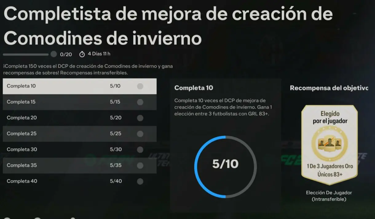 Grupo de objetivos Completista de mejora de creación de Comodines de invierno EA Sports FC 24 Ultimate Team