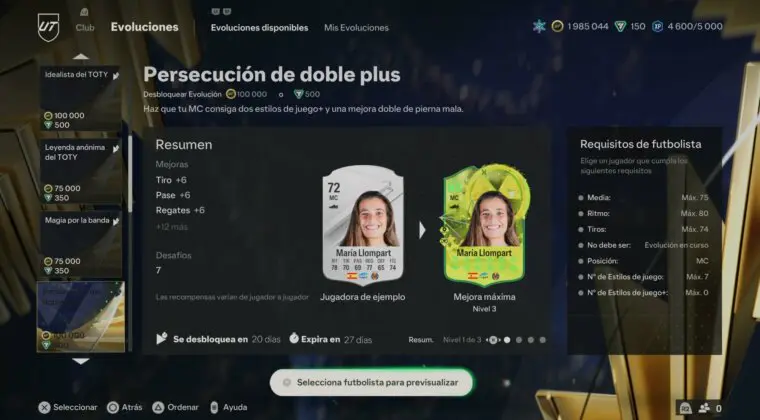 Imagen de Evoluciones EA Sports FC 24: "Persecución de doble plus" da un +2 en PM y en PlayStyles +