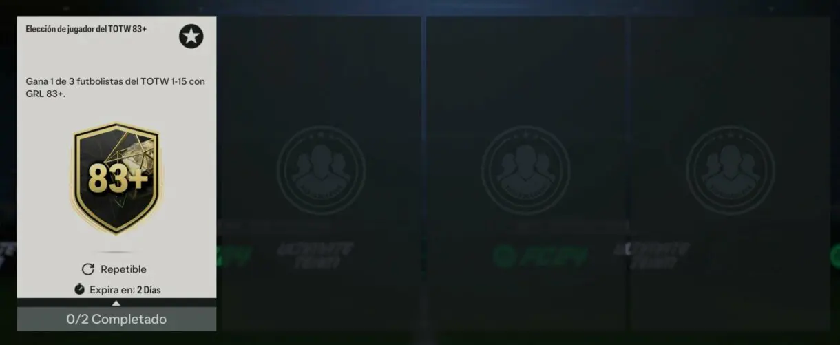 Apartado favoritos de SBC mostrando la Elección de jugador del TOTW 83+ EA Sports FC 24 Ultimate Team