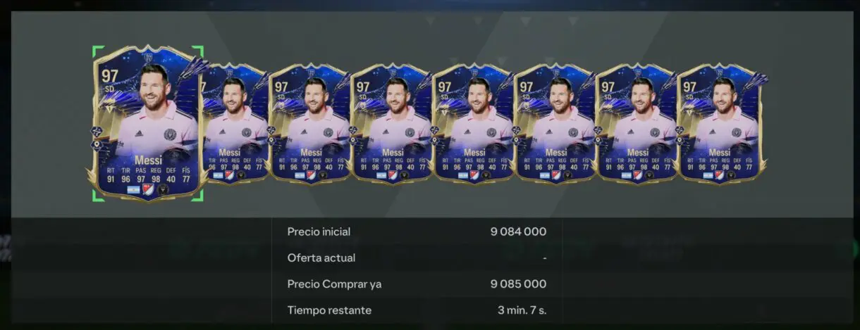 Cartas Messi TOTY transferibles en el mercado general (solo ocho) EA Sports FC 24 Ultimate Team