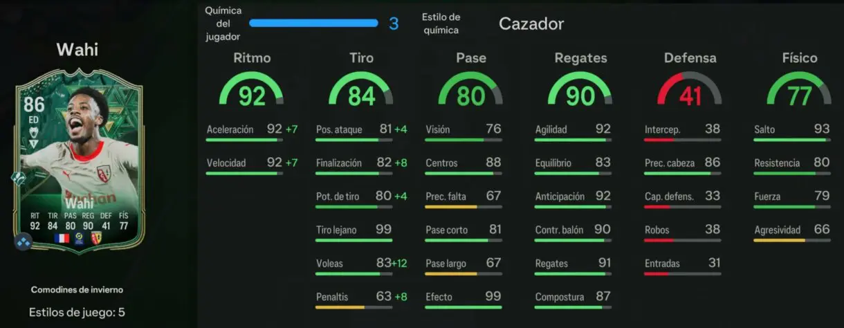 Stats in game Wahi Winter Wildcards EA Sports FC 24 Ultimate Team