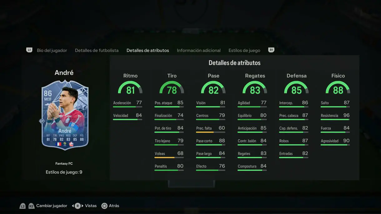 Stats in game André Fantasy FC EA Sports FC 24 Ultimate Team