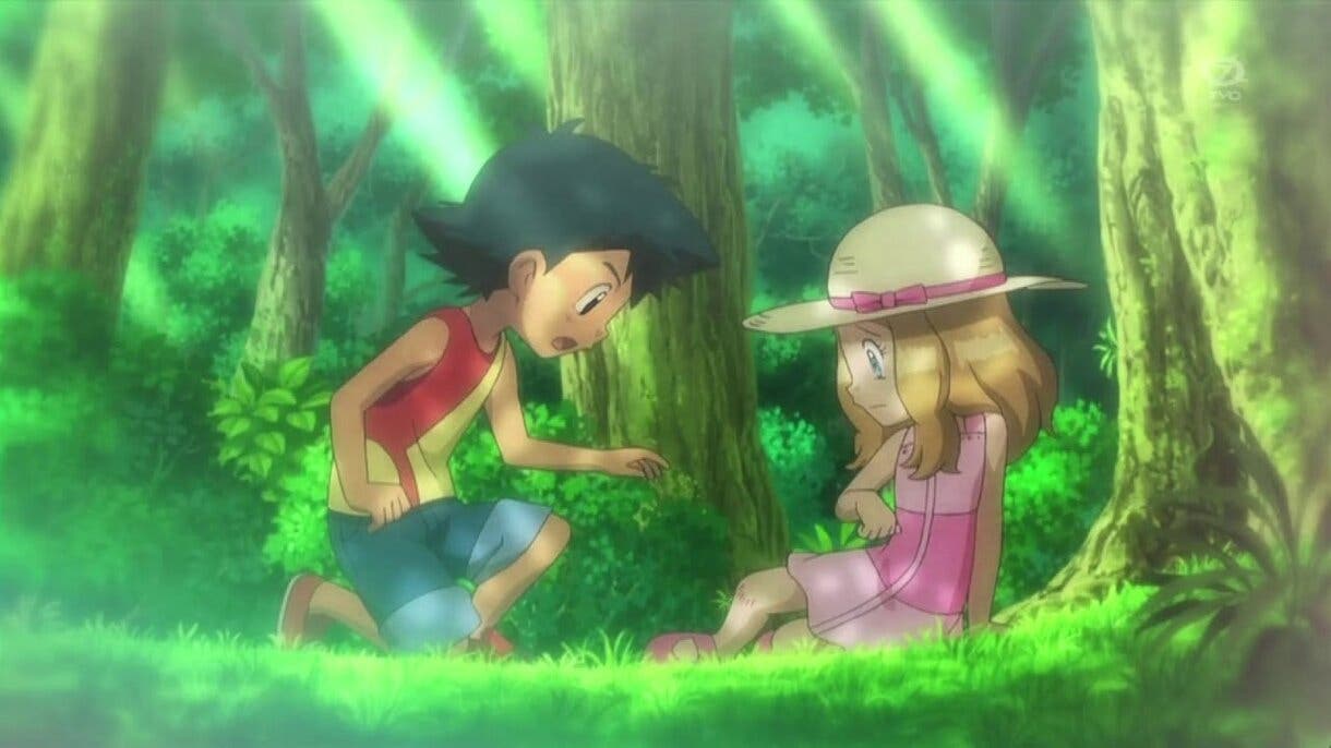 anime Pokemon Ash y Serena de pequeños