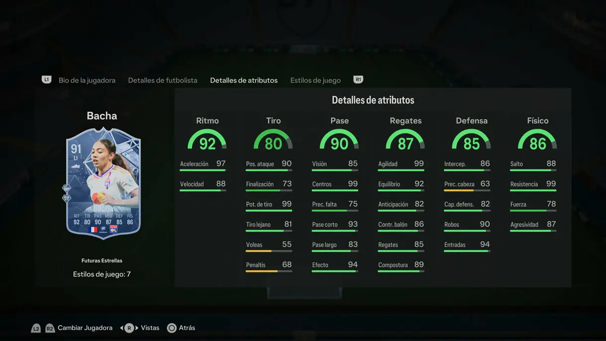 Stats in game Bacha Future Stars EA Sports FC 24 Ultimate Team