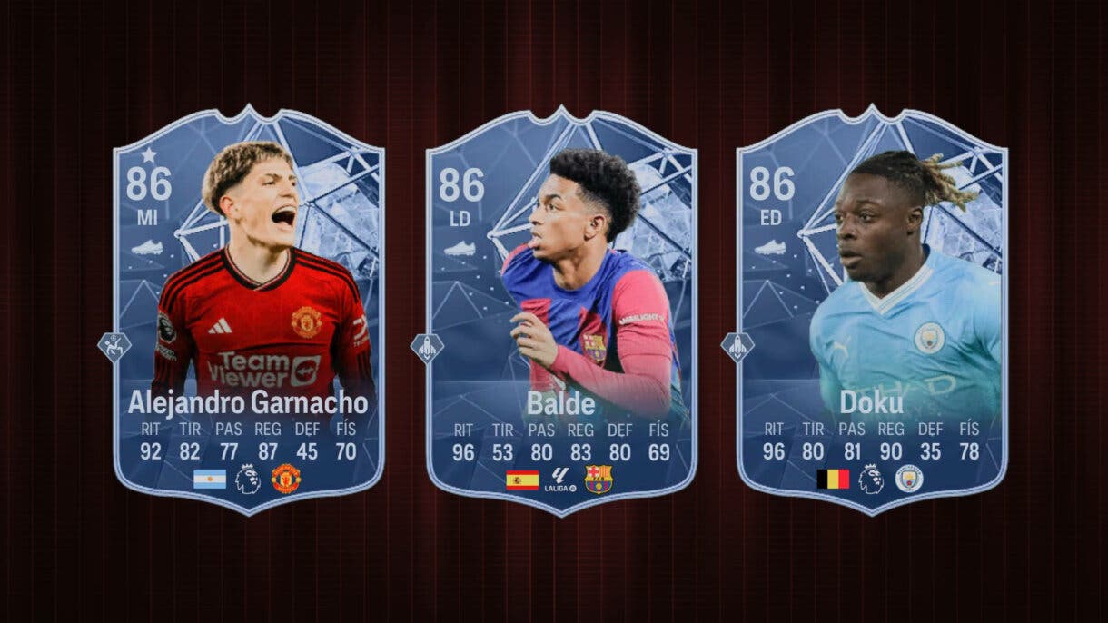 Mejores cartas (en conceptuales) de Garnacho, Balde y Doku en EA Sports FC 24 Ultimate Team