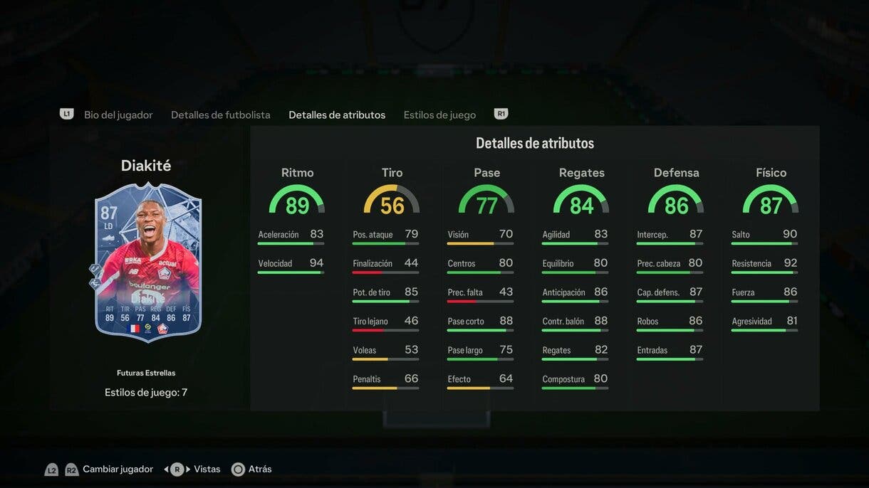 Stats in game Diakité Future Stars EA Sports FC 24 Ultimate Team