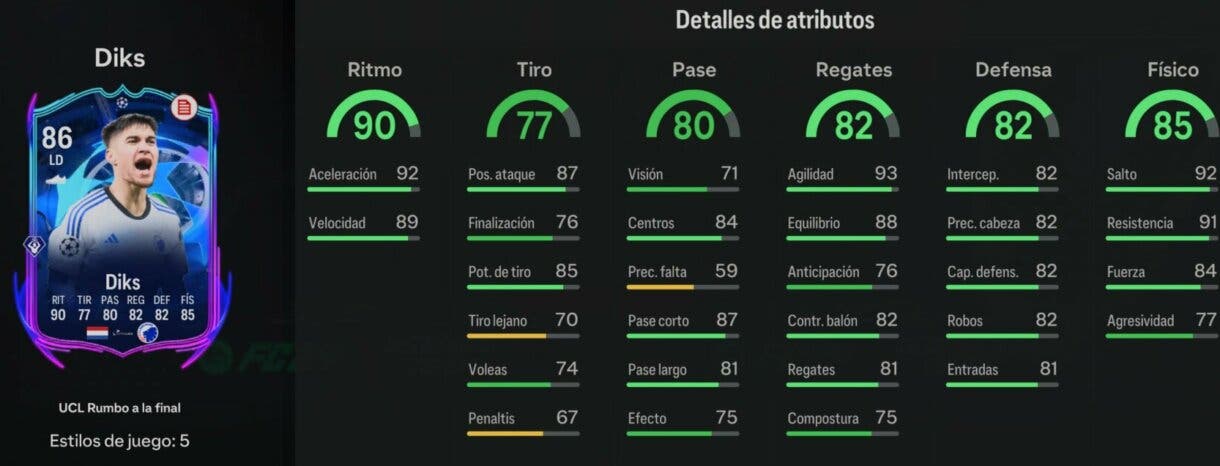 Stats in game Diks RTTF EA Sports FC 24 Ultimate Team