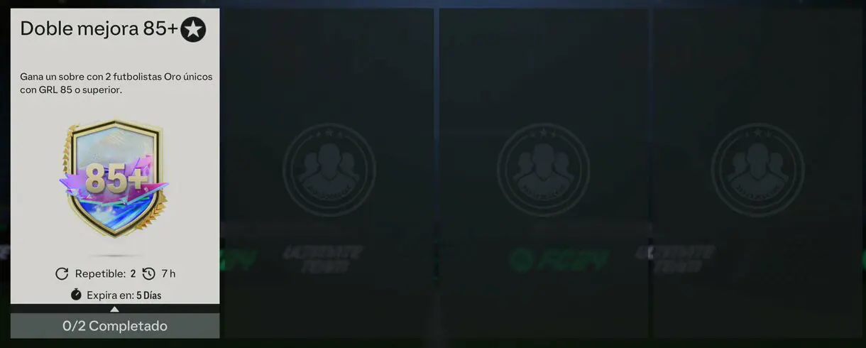 Apartado SBCs favoritos mostrando la Doble mejora 85+ EA Sports FC 24 Ultimate Team