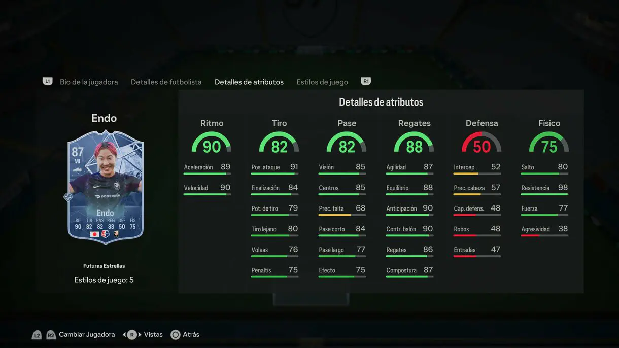 Stats in game Endo Futuras Estrellas EA Sports FC 24 Ultimate Team