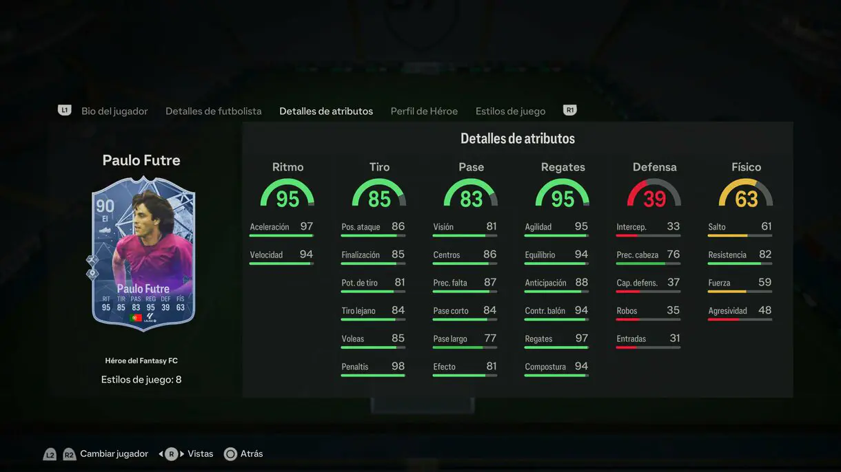 Stats in game Futre Héroe del Fantasy FC EA Sports FC 24 Ultimate Team