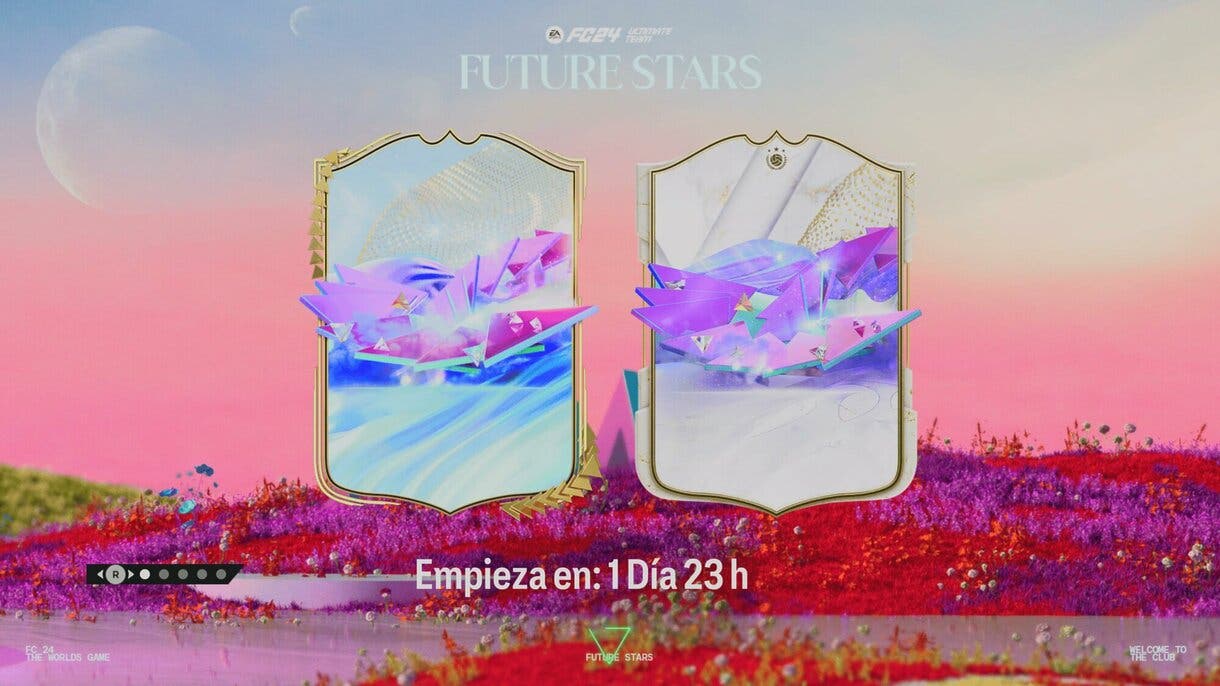 Pantalla de carga con lo diseños de las cartas Future Stars EA Sports FC 24 Ultimate Team