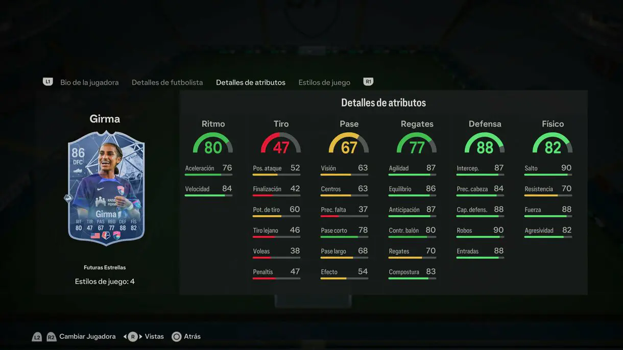Stats in game Girma Futuras Estrellas EA Sports FC 24 Ultimate Team