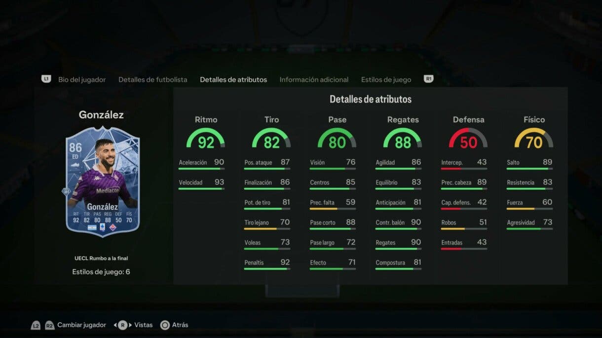 Stats in game González RTTF EA Sports FC 24 Ultimate Team