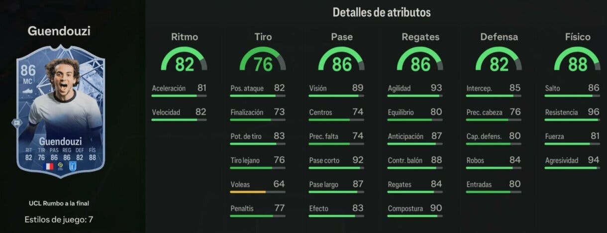 Stats in game Guendouzi RTTF EA Sports FC 24 Ultimate Team